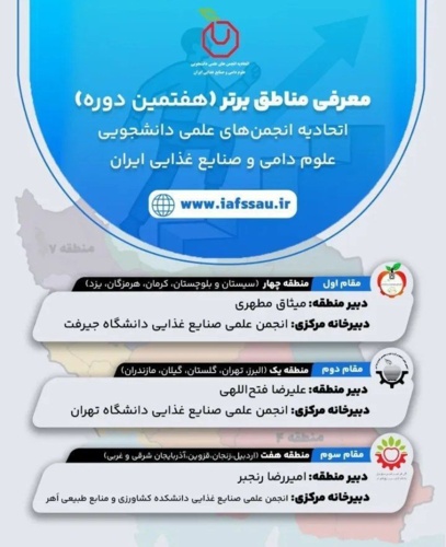 انجمن علمی دانشجوبان علوم و مهنوسی صنایع غذایی و علوم دامی دانشگاه جیرفت در جمع برترینهای کشور